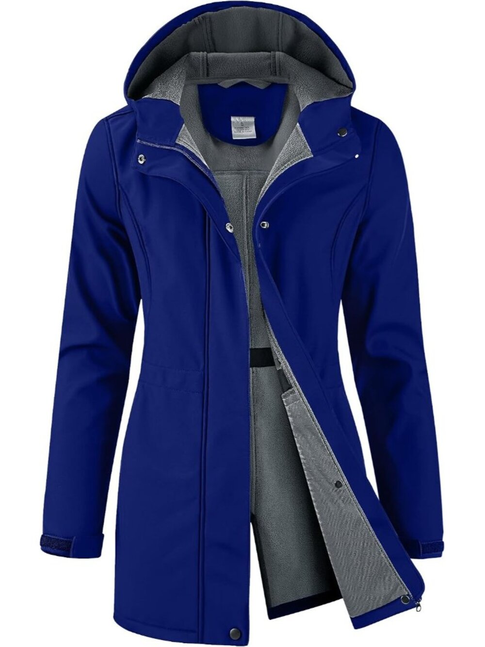 Women's Royal Blue Hooded Fleece Lined Waterproof Hiking Softshell Rain Jacket